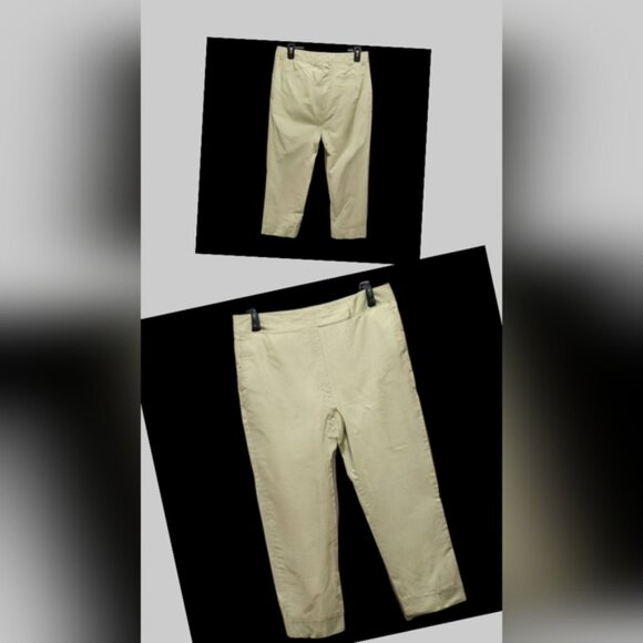 Lafayette 148 Size 4 Classic Pastel Green Stretch Preppy Cuffed Tapered Capris - Picture 1 of 10